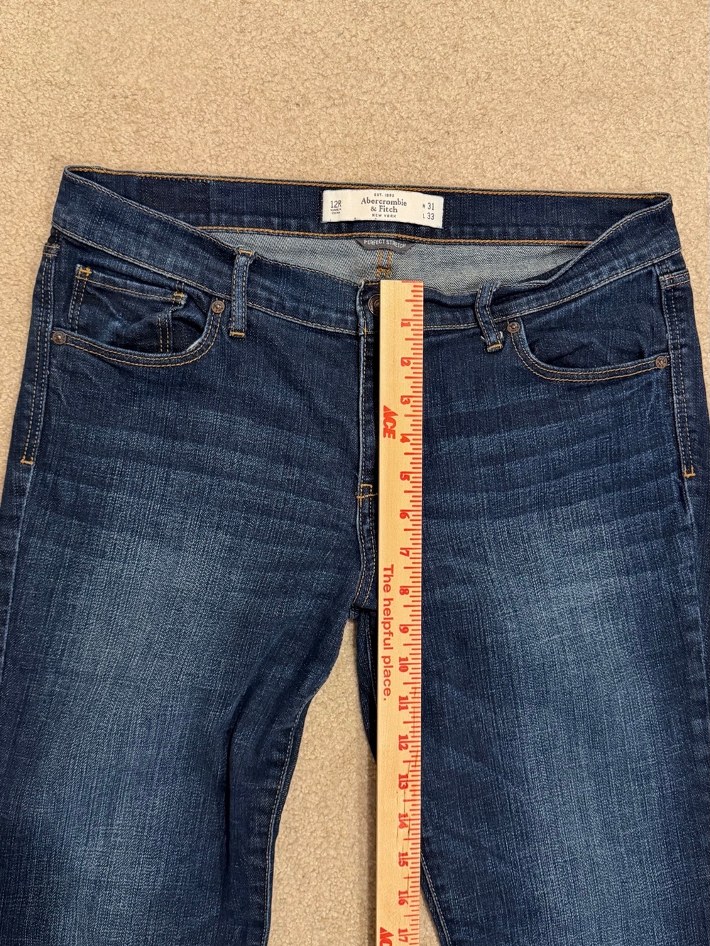 Abercrombie & Fitch Dark Blue Bootcut Jeans size 31x33 - Picture 3 of 7